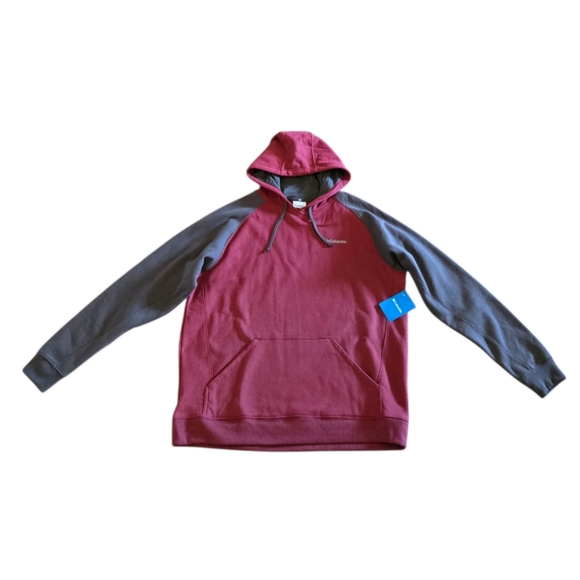 Columbia Men's Hart Mountain II Drawstring Gray/Burgundy Sweatshirt Hoodie Sz XL - Picture 3 of 7